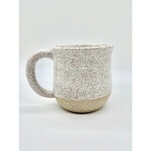 Handcrafted Stoneware Signed Mug Cup Pottery, beige speckled white